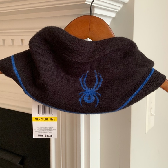 Spyder Jacquard Logo Stripe Gaitor Neck Warmer Men’s Black & Blue Color OS NWT - Picture 12 of 12